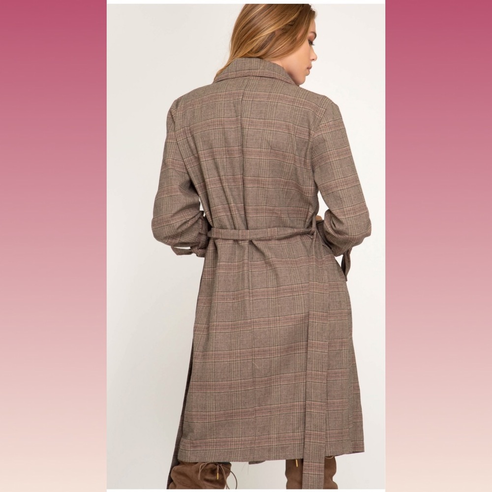 On Trend Street Duster Trench Coat Mocha - Picture 4 of 8